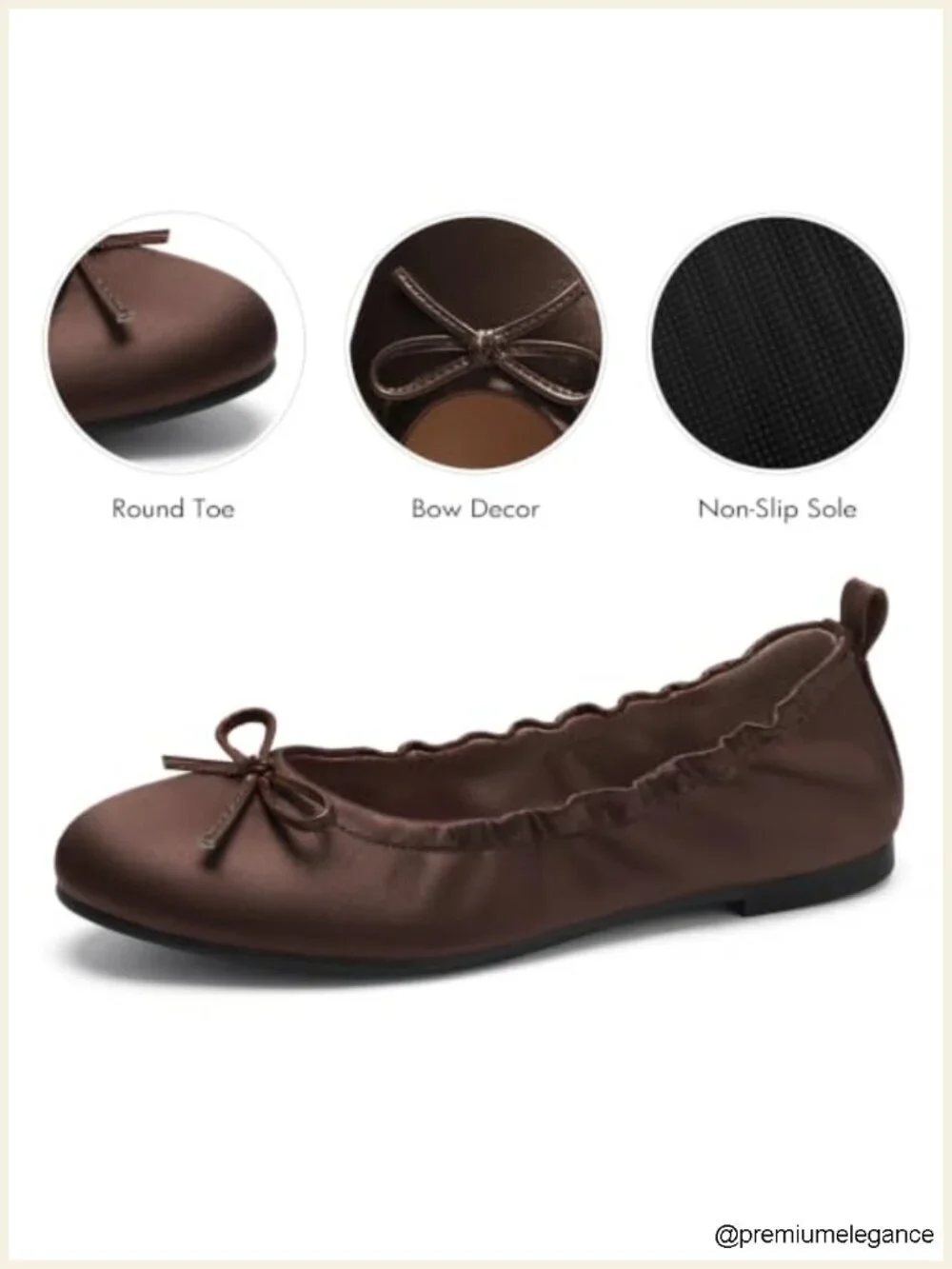 Ballet Flats with Bow Round Toe Slip On Dress Shoes Comfortable Work Casual